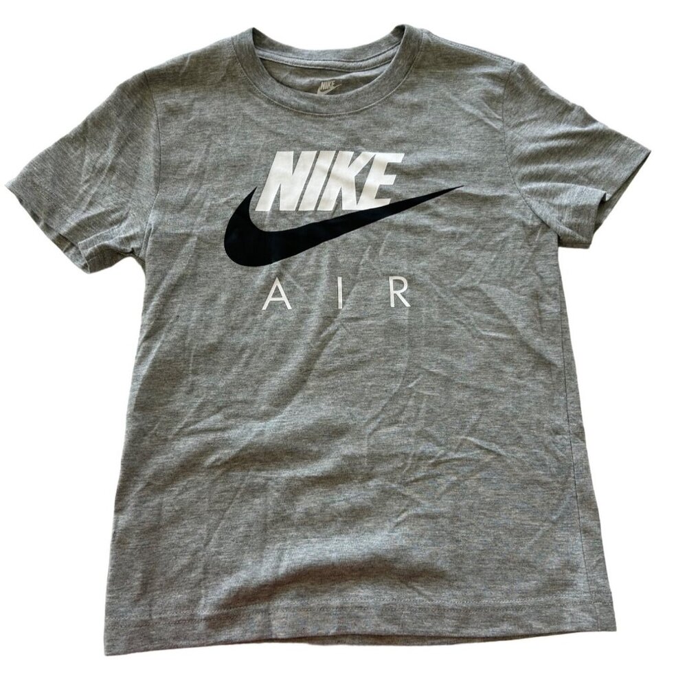 Nike Air Grey T Shirt Youth Boys Size 7 Swoosh Logo Unisex Girls New Tee